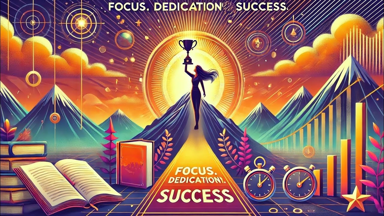 Ambitious woman's focus, dedication, and consistency lead her to achieve her goal and success!