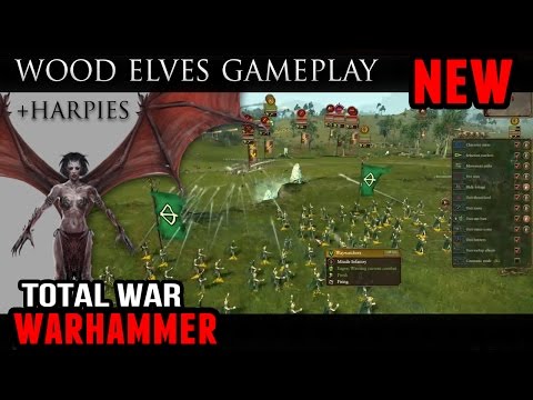 Total War: Warhammer - Wood Elves Battle Gameplay (+Harpies FLC)