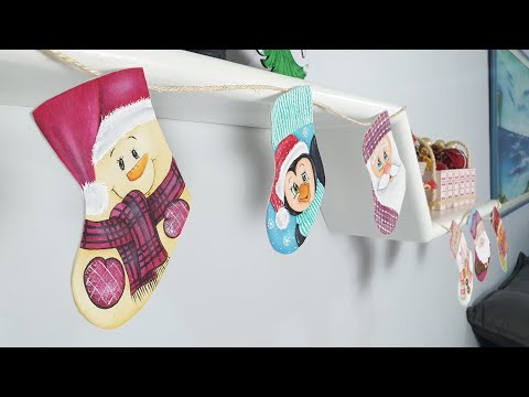 ARTESANATO PARA DECORAÇÃO DE NATAL MEIA DE BONECO DE NEVE
