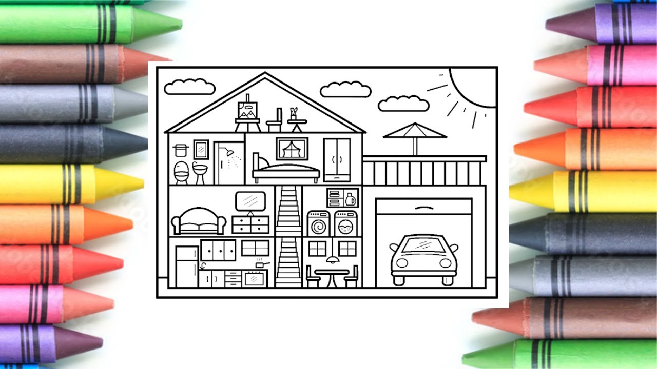 House interior coloring pages ||inside house coloring pages ||bed room coloring ||living room color