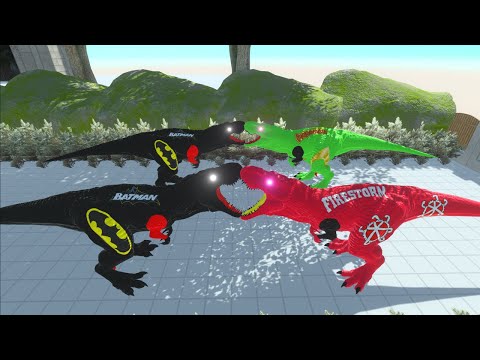AQUAMAN & FIRESTORM T REX TEAM DEATH RUN - Animal Revolt Battle Simulator