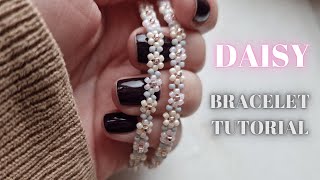 Daisy Flower Bracelet Tutorial NO NEEDLE | DIY tutorial | Beaded Bracelet | Beaded Jewelry Easy