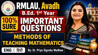 RMLAU Method of Teaching Mathematics Most Important Questions | B.Ed 1st Year Avadh University