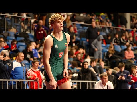U17 Valerij Golovatij (LTU) vs Daviti Gogshelidze (GEO) 80kg. Freestyle boys wrestling.