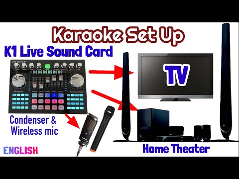 K1 Live Sound Card to TV and Home Theater with Condenser and Wireless Dynamic mic