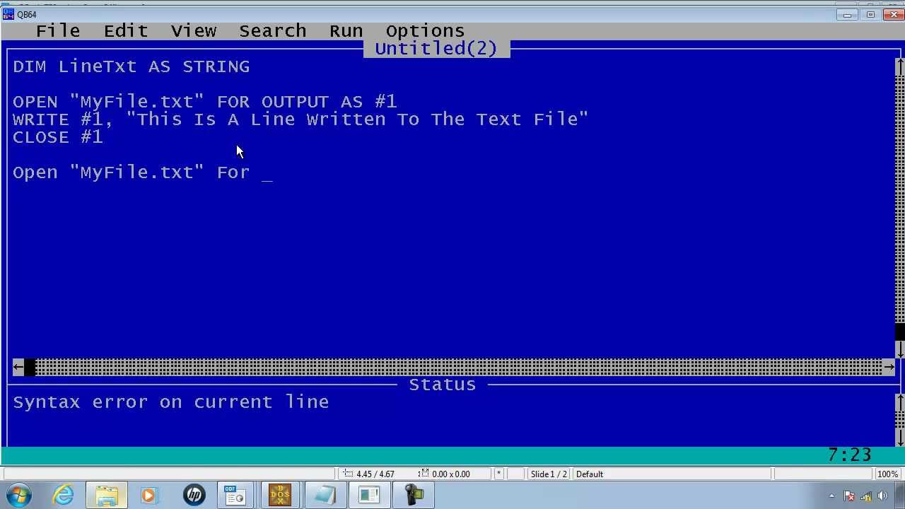 QBasic Tutorial 39 - Text Files Part 1 - Making A Text File - Reading A Text File - QB64
