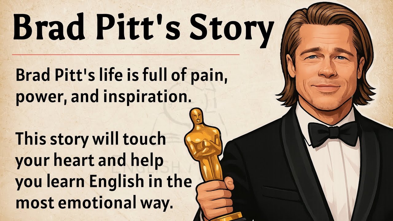 Brad Pitt's Inspiring Story || Learn English Through Story Level 2 🔥 || English Listening Practice✅️