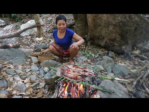 Survival skills: Squid grill for The breakfast - Cook squid  Eat delicious #33 Video