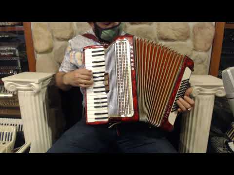 7455 - Red Hohner Concerto II Piano Accordion MM 34 72 $999