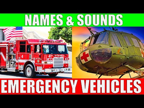 EMERGENCY VEHICLES Names and Sounds | Fire Truck, Police Car, Ambulance for Children, Toddlers