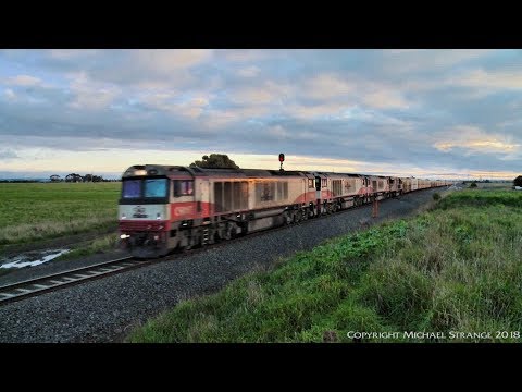 Four Diesel Locomotives on SCT PM9 Freight Train (11/6/2017) - PoathTV Australian Railways