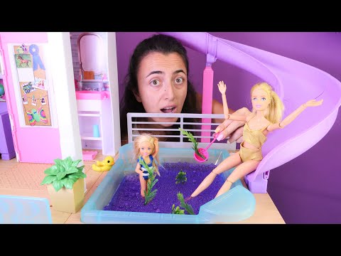 Barbie DREAM HOUSE videoları - Barbie'nin Yeni havuzu - en sevimli bölümler. Barbie oyunları
