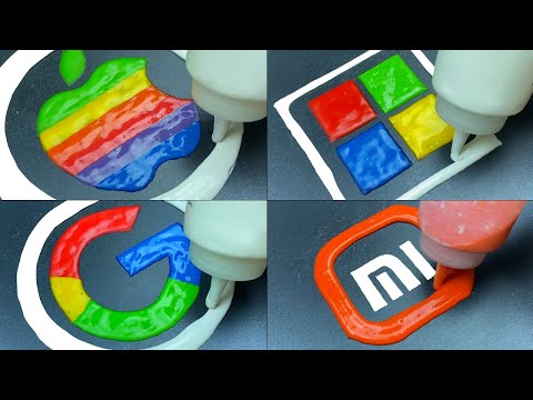Tech Brands Logo Pancake Art - Apple, Google, Xiaomi, Microsoft