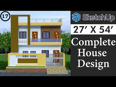 27 X 54 House Design in Sketchup for Beginners || Tutorial in Hindi