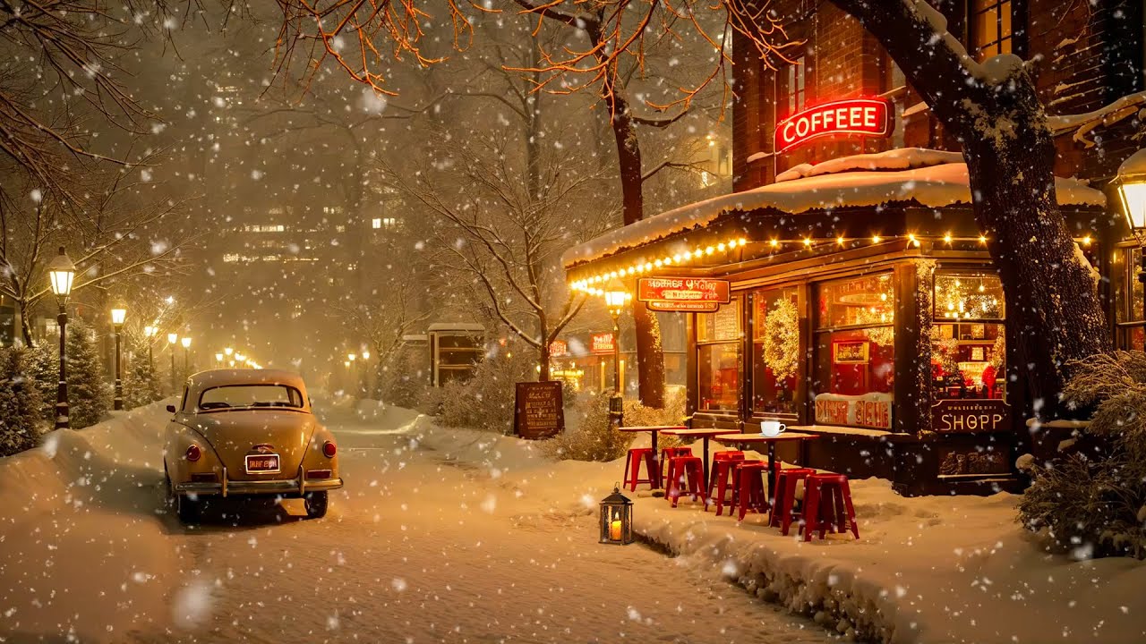 Relaxing Winter Jazz Playlist ❄️ Peaceful Winter Night Coffee Shop Ambience for a Positive Mood