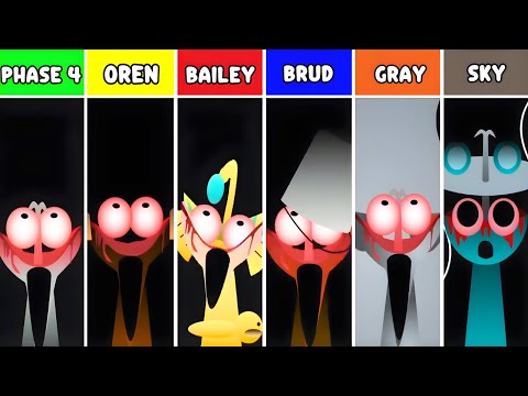 Phase 4 But Everyone Is OREN Vs BAILEY Vs BRUD Vs GRAY Vs SKY In Incredibox Sprunki
