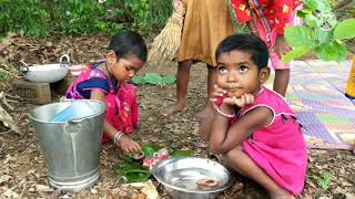 Santali Village Kids Cooking And Eating Rui Fish