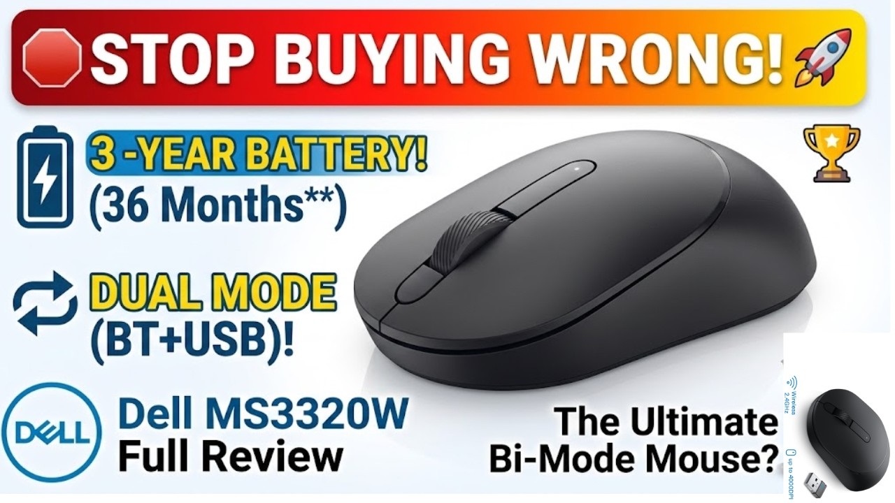 Miniatura da avaliação em vídeo de Mouse Dell Pro Plus Sem Fio MS5320W Bluetooth e Wireless 1600 DPI
