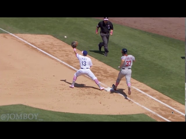 Cody Bellinger throws out Stephen Strasburg at First Base To Keep the No Hitter Alive,  A Breakdown