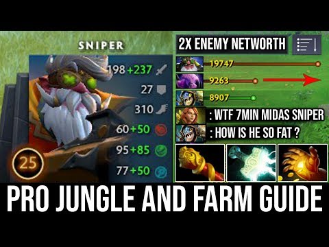 How Pro Fast Farm & Jungle with Sniper | WTF 7Min Midas + 960GPM Gold Hack by 8000 MMR DotA 2
