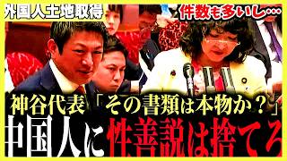【神谷宗幣が核心質問】中国人の土地取得…「その証明書は本物なのか？」片山さつき大臣に切り込む【国会切り抜き】