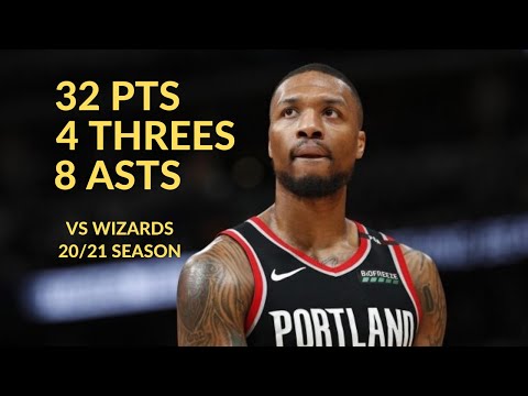 Damian Lillard 32 Pts 4 Threes 8 Asts 2 Rebs Highlights vs Washington Wizards | NBA 20/21 Season