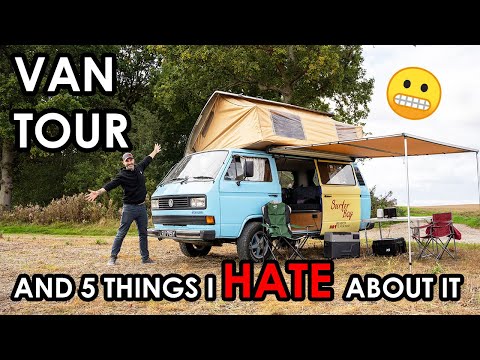 VAN TOUR | 3 'BEDROOMS', 5 BERTH, & 5 THINGS I HATE ABOUT IT! | VW T25 CAMPER CONVERSION