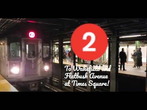 Wakefield and Flatbush Avenue bound (2) trains at Times Square