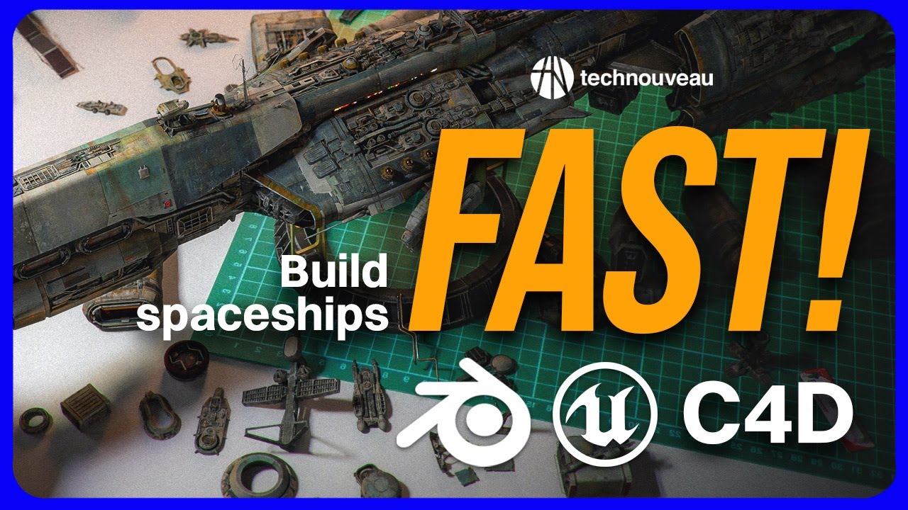 How to use the BMS Modelshop Greebles pack to build scifi designs quickly (4K) - Technouveau 0006