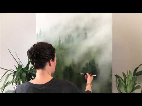 ARTIST SARAH MCKENDRY: MISTY FOREST OIL PAINTING