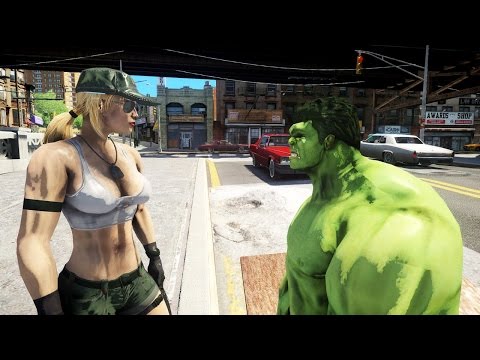 SONYA BLADE (Mortal Kombat) VS THE INCREDIBLE HULK - EPIC BATTLE - GTA IV