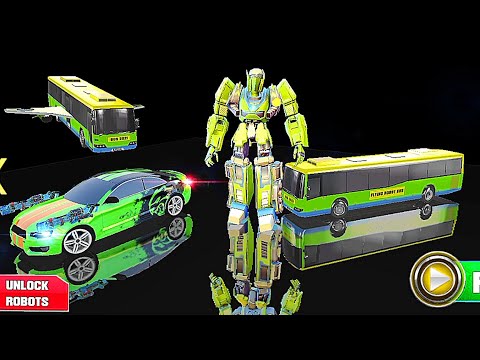 Flying Robot Bus Transform City Battle: Car Robot Transform Game 2021 - Android Gameplay