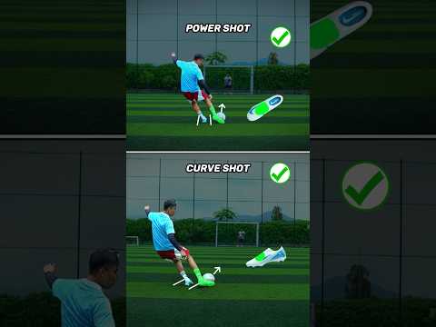 POWER SHOT VS CURVE SHOT ⚽️.#football #footballskills #soccer #powershot #curveball #shotrs
