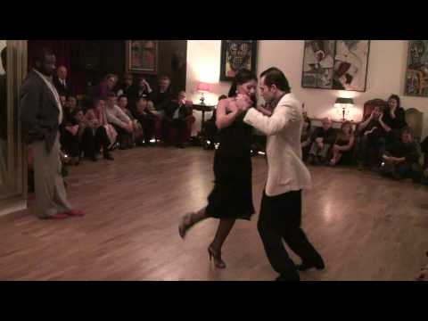 Ezequiel Paludi  and  Geraldine Rojas  are  dancing  to  the  milonga  "  Flor de Monserrat  "