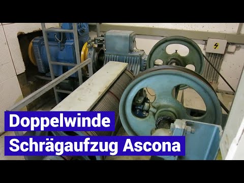 Antrieb Doppelwinde privater Schrägaufzug in Ascona Hersteller Verbano - kleine Standseilbahn