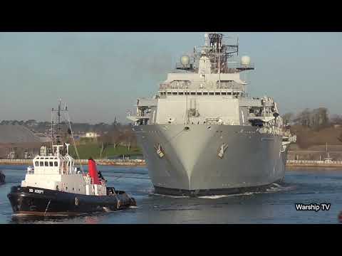 HMS ALBION L14 LEAVES DEVONPORT NAVAL BASE AT DEVIL'S POINT - 18th November 2019