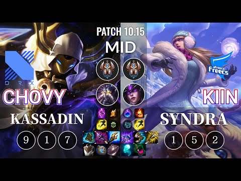 DRX Chovy Kassadin vs AF Kiin Syndra Mid - KR Patch 10.15