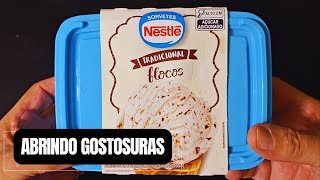 ???? ABRINDO SORVETE NESTLÉ SABOR BAUNILHA COM FLOCOS SABOR CHOCOLATE