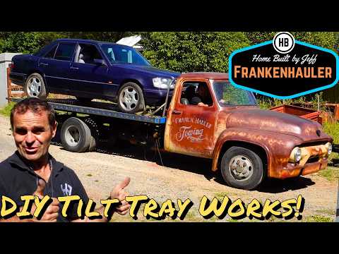 My home made tilt tray works!  - 1954 Ford F600 Car Hauler Build part 70
