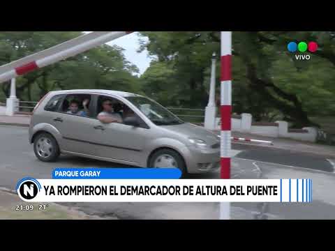 A menos de 24 horas de su reapertura, dañaron el arco de altura del puente del Parque Garay