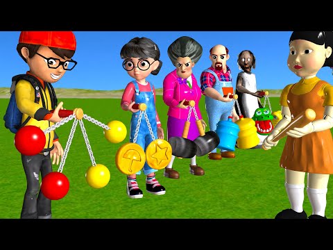Scary Teacher 3D vs Squid Game Clackers Level Max 5 Times Challenge Miss T vs Nick and Tani Winning