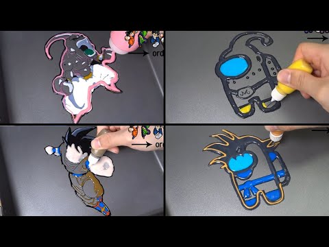 Drangon ball z Original VS Among us Pancake art - Kakarot, Majin buu, Cell, Frieza