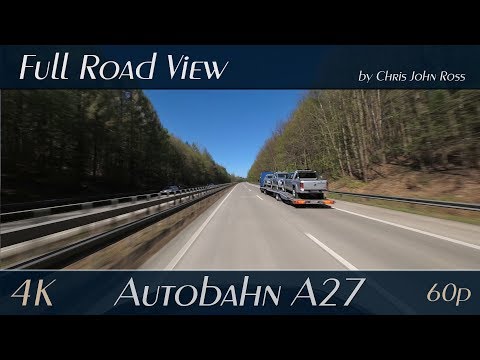 Autobahn (A27), Germany: Bremen-Nord - Ihlpol - Schwanewede - Uthlede - Hagen - 4K