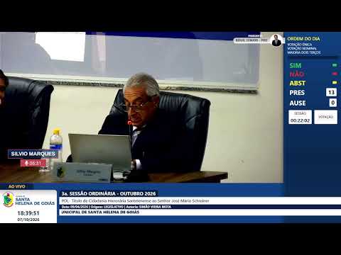 Transmissão ao vivo de Câmara Municipal de Santa Helena de Goiás