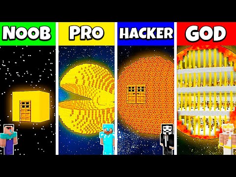 Minecraft Battle: NOOB vs PRO vs HACKER vs GOD - INSIDE SUN PLANET HOUSE BUILD CHALLENGE Animation