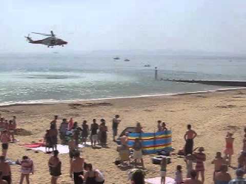 Emergency Coastguard Helicopter Airlift from Southbourne Beach, Bournemouth, 2013-07-07