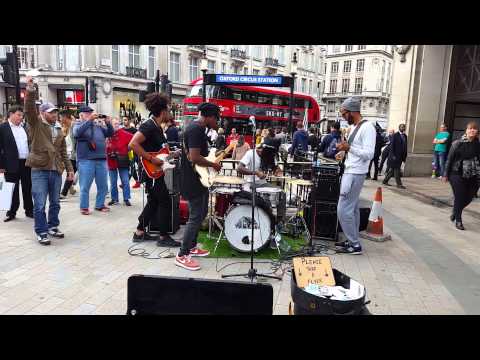 The Thirst - performing outside Oxford Circus
