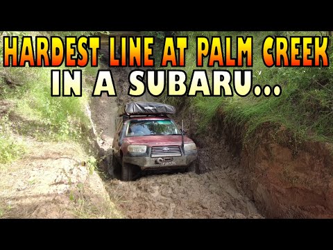 Hardest line at Palm Creek - In a Subaru! Old telegraph track