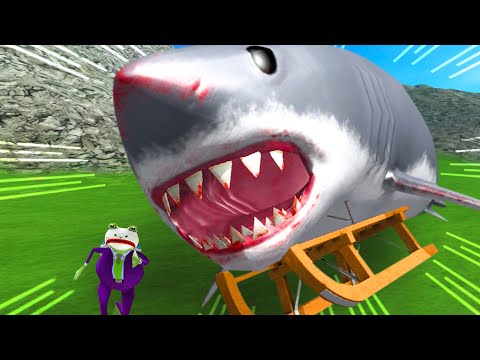 GIANT SHARK ON A GIANT SLED vs JOKE FROG - Amazing Frog Part 181 | Pungence