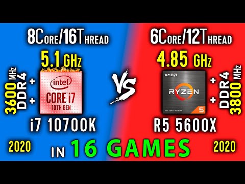 i7 10700K OC vs Ryzen 5 5600x OC - Test in 16 Games or i7 10700K vs R5 5600x
